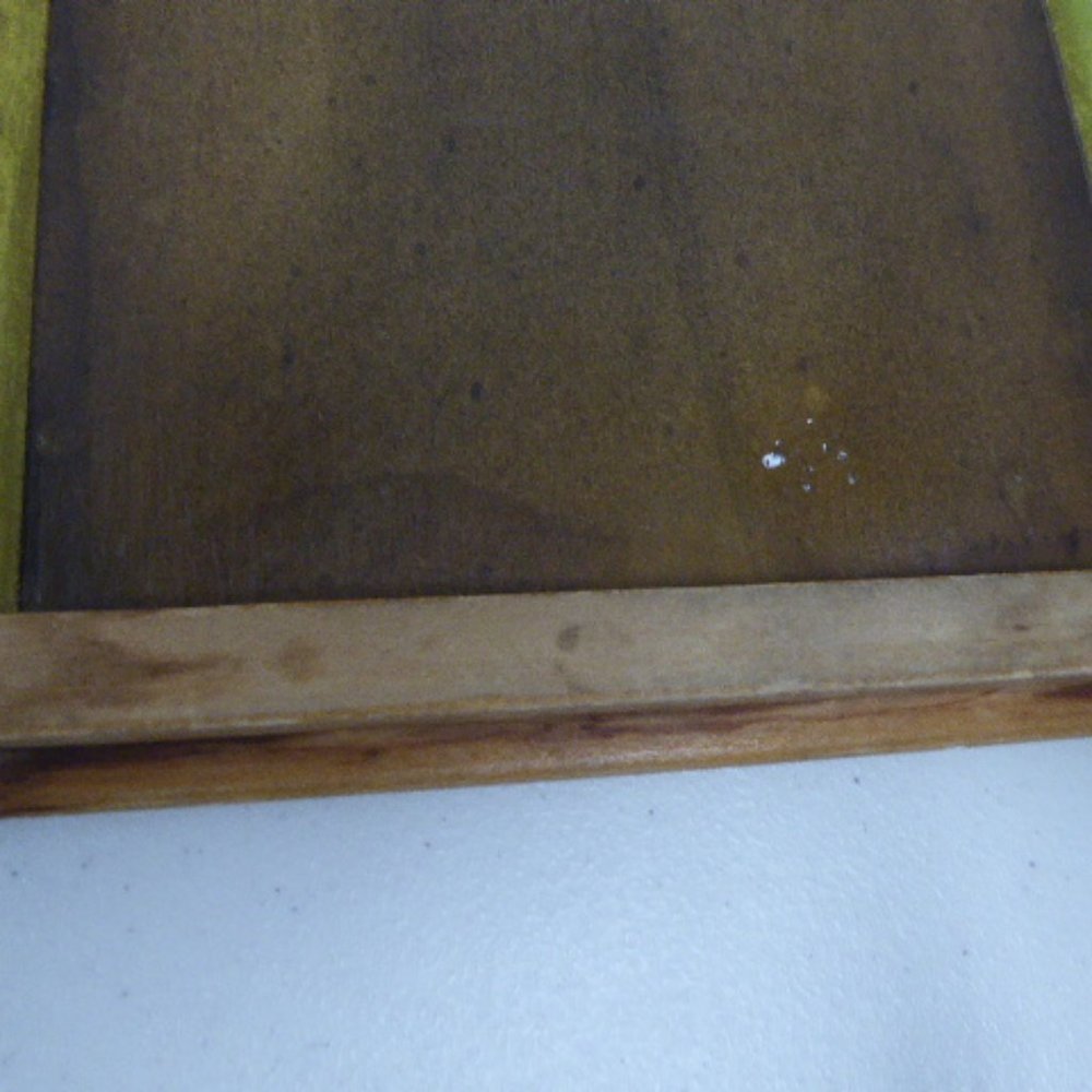 TRAY mid century MCM REVERSE GLASS PAINTED orange Mexico wood vintage - Picture 10 of 12